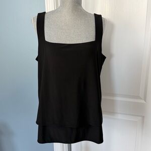 White House Black Market Black Relaxed Fit Layered Tank Top, sz XL